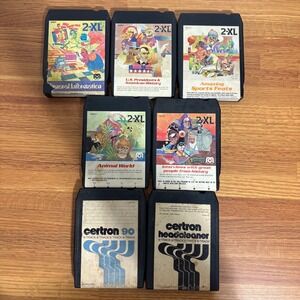 Mego 2-XL 8-Track Tape Lot 7pc Black Fair Vintage Educational Robot Cartridges